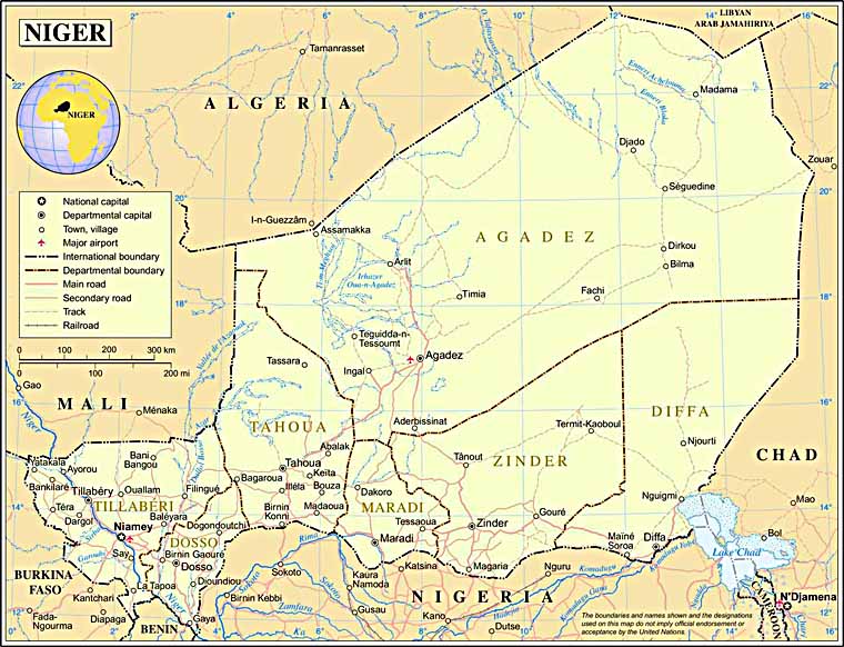 Niger political map